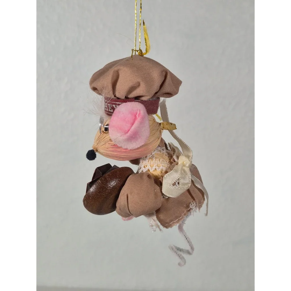 Vtg Kurt Adler Hershey's Mouse Baker Christmas Ornament Corn Husk Chef Chocolate